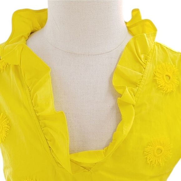 Talbots sunny yellow ruffle v-neck sleeveless top size small - Picture 3 of 12